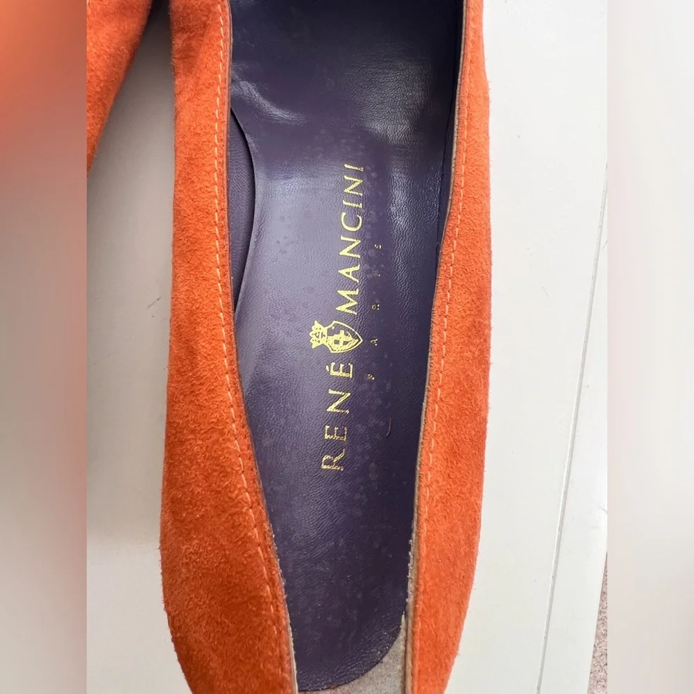Rene Mancini Paris Orange Suede Women's Loafers - Picture 5 of 11